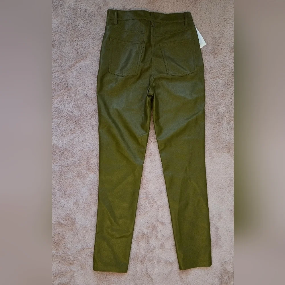 The Melina Wilfred Olive Green Avocado Women's Vegan Leather Pants Skinny Leg - Picture 8 of 9